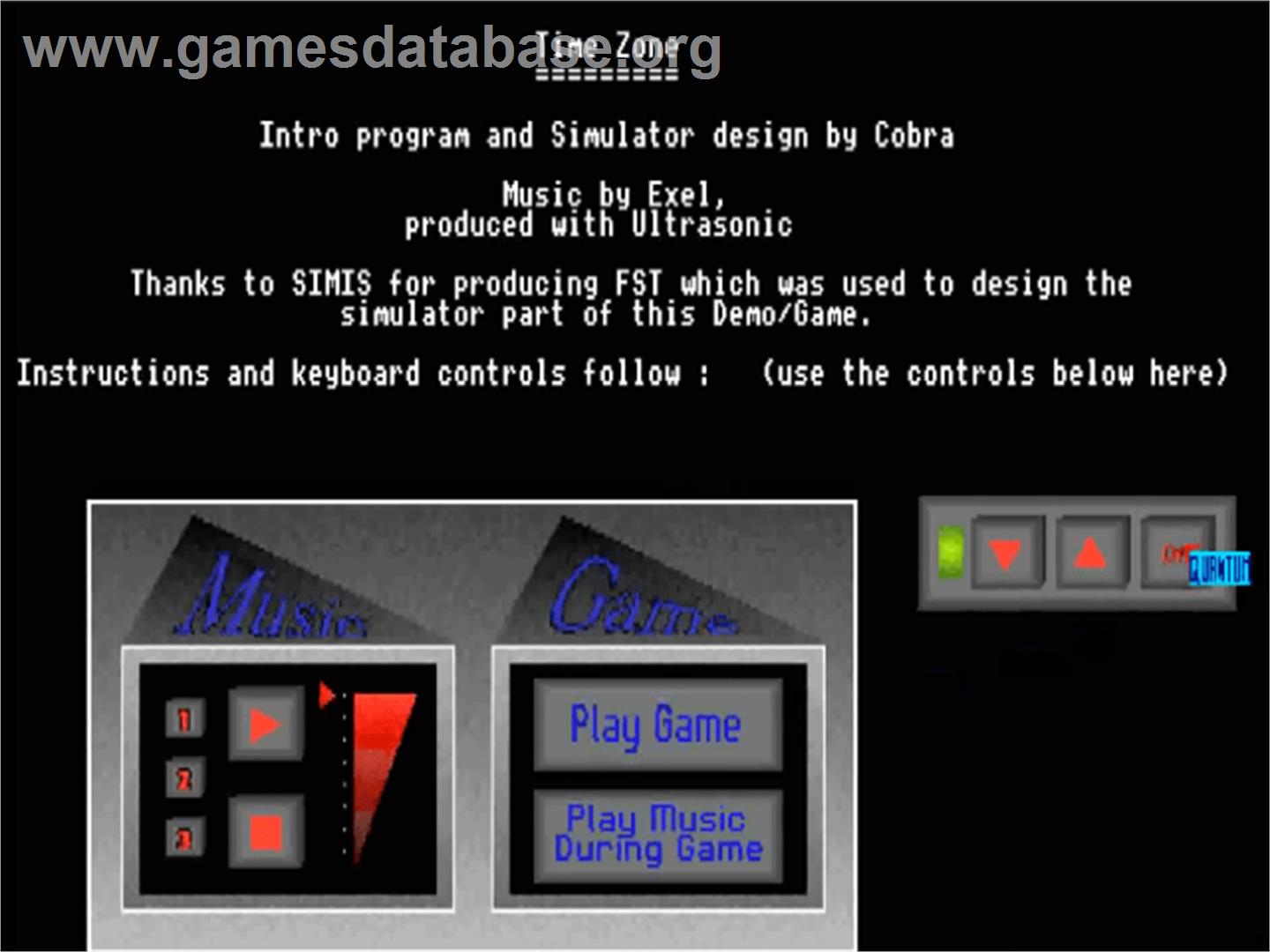 Time Zone - Acorn Archimedes - Artwork - Title Screen